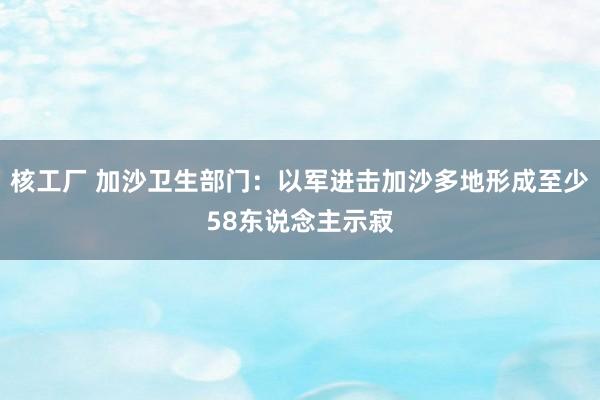 核工厂 加沙卫生部门：以军进击加沙多地形成至少58东说念主示寂