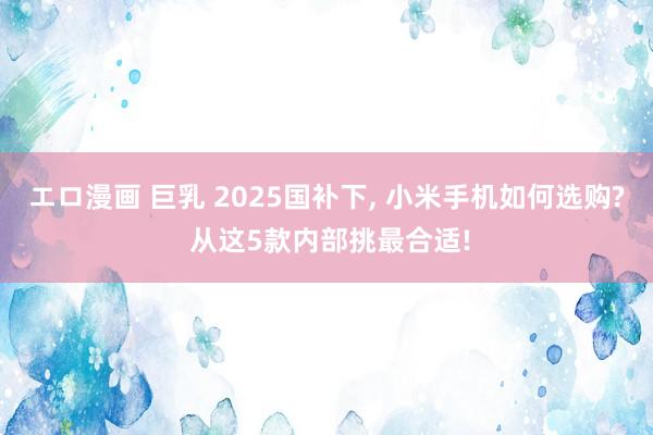 エロ漫画 巨乳 2025国补下， 小米手机如何选购? 从这5款内部挑最合适!