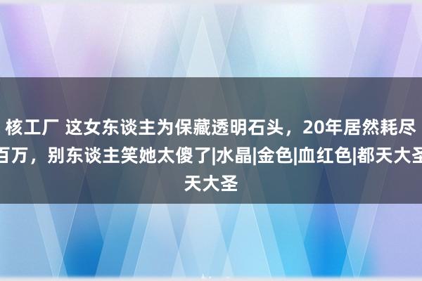 核工厂 这女东谈主为保藏透明石头，20年居然耗尽百万，别东谈主笑她太傻了|水晶|金色|血红色|都天大圣